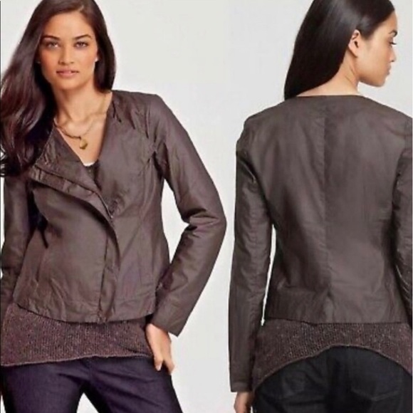 Eileen Fisher Brown Moto Jacket Cotton Size Small L - Picture 1 of 8